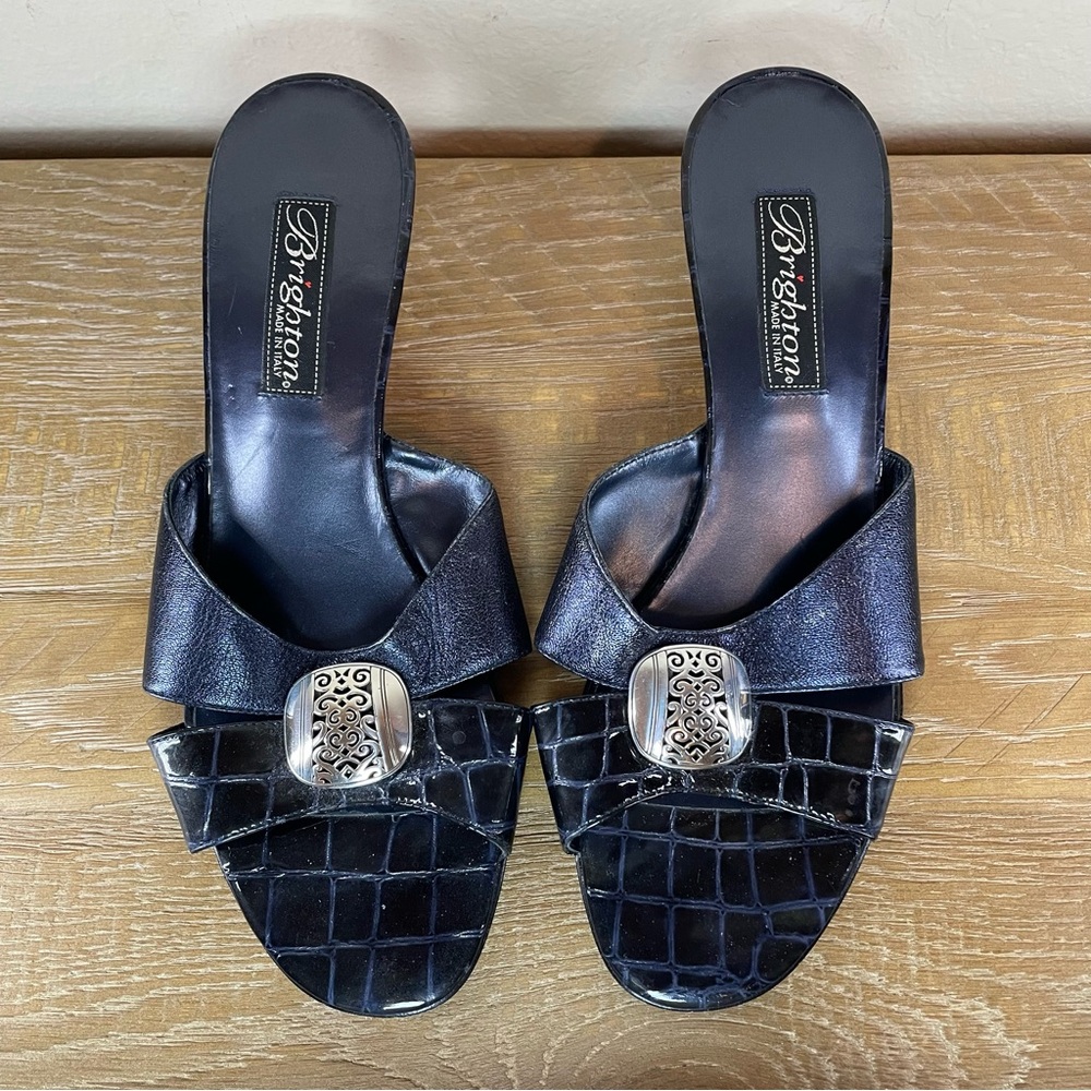 Brighton Navy Blue with Silver Women's size 8 Kaye Sandals